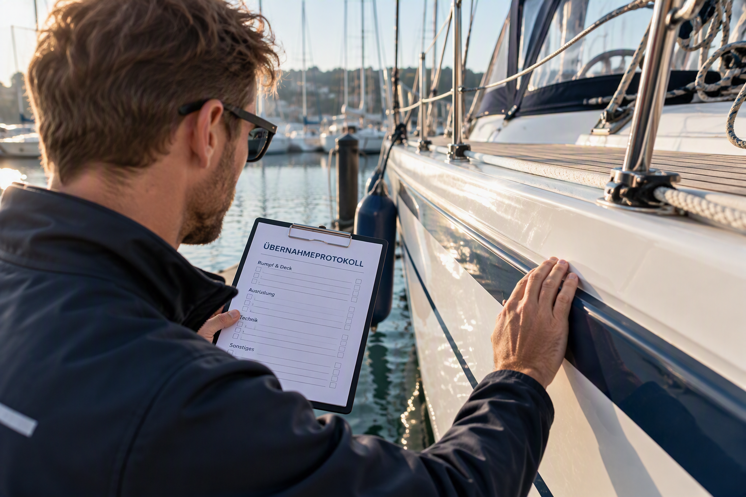 Yacht am Liegeplatz in der Marina